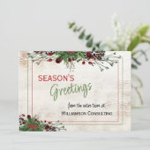 Aangepaste rode bessen Groene Holly Botanische Fol Feestdagenkaart (Staand voorkant)