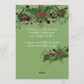 Aangepaste rode bessen Groene Holly Botanische Fol Feestdagenkaart (Achterkant)