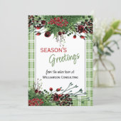 Aangepaste rode bessen Groene Holly Botanische Fol Feestdagenkaart (Staand voorkant)