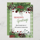 Aangepaste rode bessen Groene Holly Botanische Fol Feestdagenkaart (Voorkant / Achterkant)