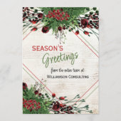 Aangepaste rode bessen Groene Holly Botanische Fol Feestdagenkaart (Voorkant)