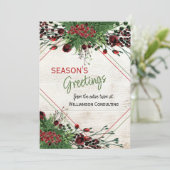 Aangepaste rode bessen Groene Holly Botanische Fol Feestdagenkaart (Staand voorkant)