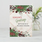 Aangepaste rode bessen Groene Holly Botanische Fol Feestdagenkaart (Staand voorkant)