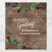 Aangepaste rode bessen Groene Holly Botanische Fol Wijn Etiket (Enkel label)