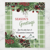Aangepaste rode bessen Groene Holly Botanische Fol Wijn Etiket (Enkel label)