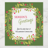 Aangepaste rode bessen groene hulst botanisch blad wijn etiket (Enkel label)