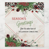 Aangepaste rode bessen groene hulst botanisch gebl wijn etiket (Enkel label)