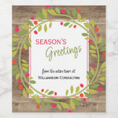 Aangepaste rode bessen groene hulst botanisch gebl wijn etiket (Enkel label)