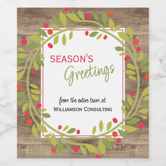 Aangepaste rode bessen groene hulst botanisch gebl wijn etiket (Enkel label)