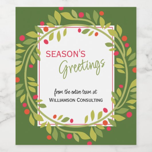 Aangepaste rode bessen groene hulst botanisch gebl wijn etiket (Enkel label)