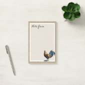 Aangepaste Rode Blauwe Gele Haan Op Nep Jute Burla Post-it® Notes (Kantoor)