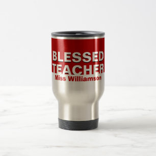 Aangepaste rode BLESSED-TEACHER Reisbeker