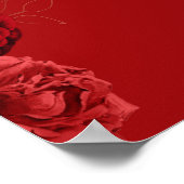 Aangepaste Rode Bloemen Bruiloft Jubileum Poster (Hoek)