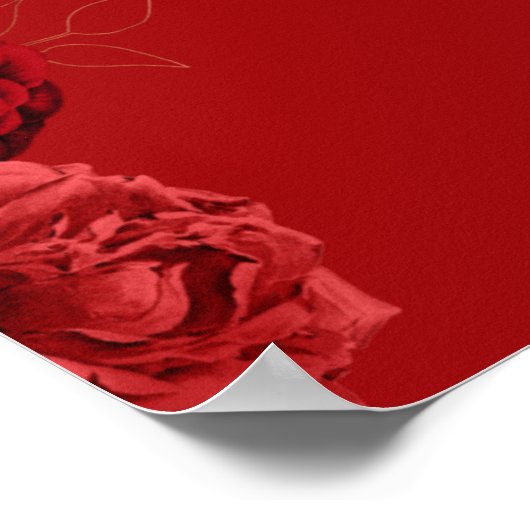 Aangepaste Rode Bloemen Bruiloft Jubileum Poster (Hoek)