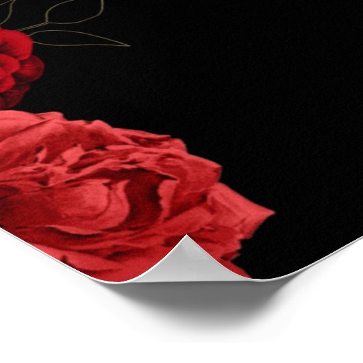 Aangepaste Rode Bloemen Bruiloft Jubileum Poster (Hoek)