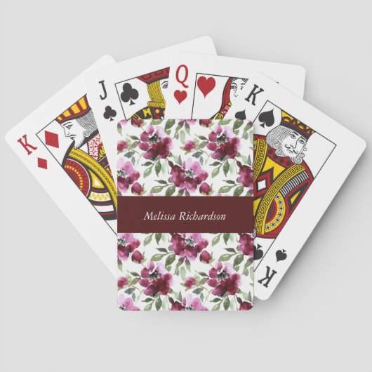 Aangepaste Rode Bloemen Poker Cards Pokerkaarten (Achterkant)
