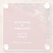 Aangepaste rode bloemenbruiloft Jubileum Glazen Onderzetter (Achterkant)