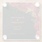 Aangepaste rode bloemenbruiloft Jubileum Glazen Onderzetter (Achterkant)