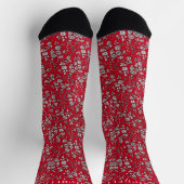 Aangepaste rode bloemige witte kerstbloemen sokken (Top)