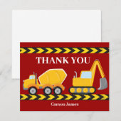 Aangepaste rode bouwtruck Jongens verjaardagsfeest Bedankkaart (Voorkant / Achterkant)