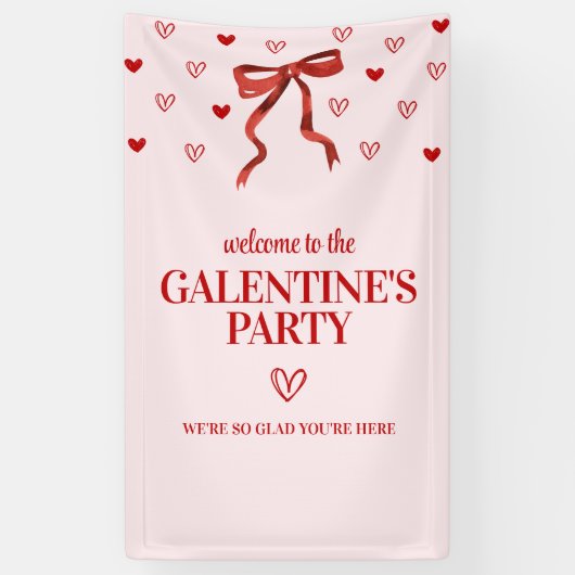 Aangepaste Rode Bow Galentine's Day Party Welkom Spandoek (Verticaal)