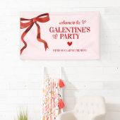 Aangepaste Rode Bow Galentine's Day Party Welkom Spandoek (Insitu)