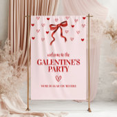 Aangepaste Rode Bow Galentine's Day Party Welkom Spandoek