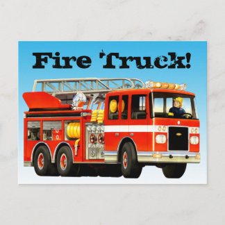 Aangepaste rode brandweerwagen briefkaart