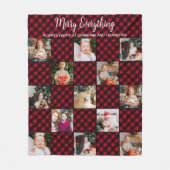 Aangepaste Rode Buffalo Plaid Patchwork Fotocollag Fleece Deken (Voorkant)