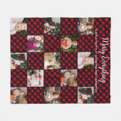Aangepaste Rode Buffalo Plaid Patchwork Fotocollag Fleece Deken (Voorkant (Horizontaal))