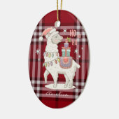 Aangepaste rode buffercontrole Tartan Llama Alpaca Keramisch Ornament (Links)