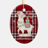 Aangepaste rode buffercontrole Tartan Llama Alpaca Keramisch Ornament (Achterkant)