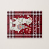 Aangepaste rode buffercontrole Tartan Llama Alpaca Legpuzzel (Horizontaal)