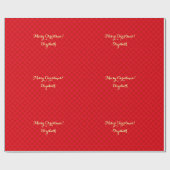 Aangepaste rode cheques Faux Gold Script Merry Ker Cadeaupapier (Vlak)