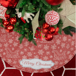 Aangepaste Rode Doodle Kerst Sleigh Patroon Kerstboom Rok