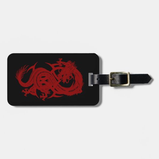 Aangepaste rode draak Xiuhcoatl Bagagelabel (Voorkant horizontaal)