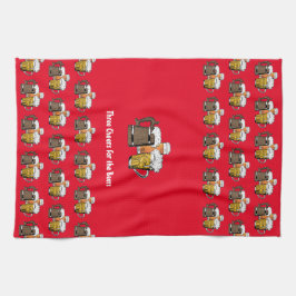 Aangepaste rode DRIE BEERS Theedoek