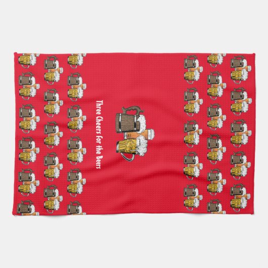 Aangepaste rode DRIE BEERS Theedoek (Horizontaal)