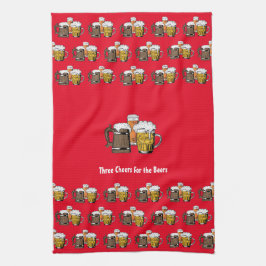 Aangepaste rode DRIE BEERS Theedoek