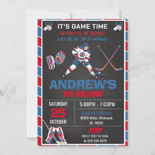 Aangepaste Rode Eenvoudige Hockey Verjaardagsuitno Kaart