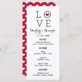 Aangepaste Rode Eenvoudige Liefde Trouwmenu Menu (Voorkant / Achterkant)