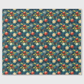 Aangepaste rode en gouden kerstballen cadeaupapier (Vlak)