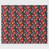 Aangepaste rode en gouden kerstversiering Wrap Cadeaupapier (Vlak)