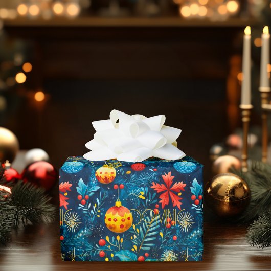 Aangepaste Rode en Gouden Ornamenten Christmas Wra Cadeaupapier