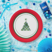 Aangepaste rode en groene kerstboomster papieren bordje (Feest)