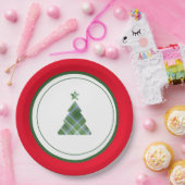 Aangepaste rode en groene kerstboomster papieren bordje (Feest)