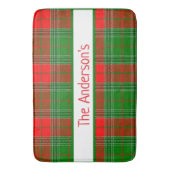 Aangepaste rode en groene tartan spelden badmat (Voorkant Verticaal)