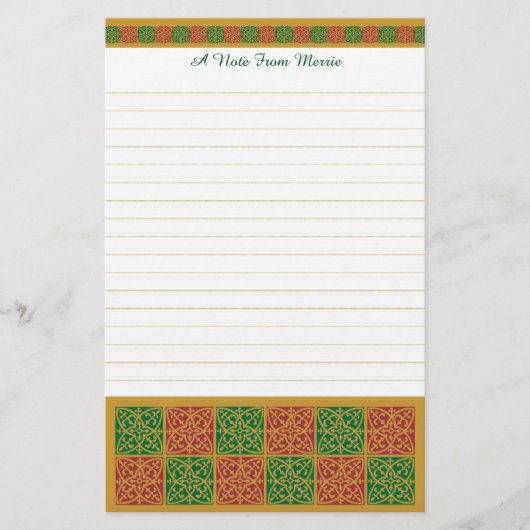 Aangepaste rode en groene vakantie Stationery Line Briefpapier (Voorkant)