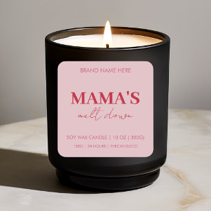Aangepaste rode en roze "Mama's Melt Down" kaars Vierkante Sticker