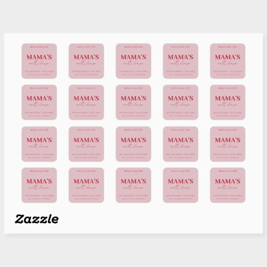 Aangepaste rode en roze "Mama's Melt Down" kaars Vierkante Sticker (Vel)